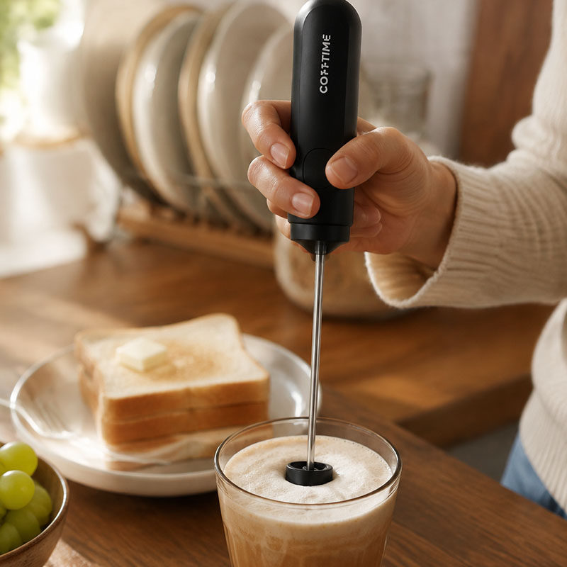 Electric Milk Frother Handheld - Electric Coffee Milk Frother Easily Whips